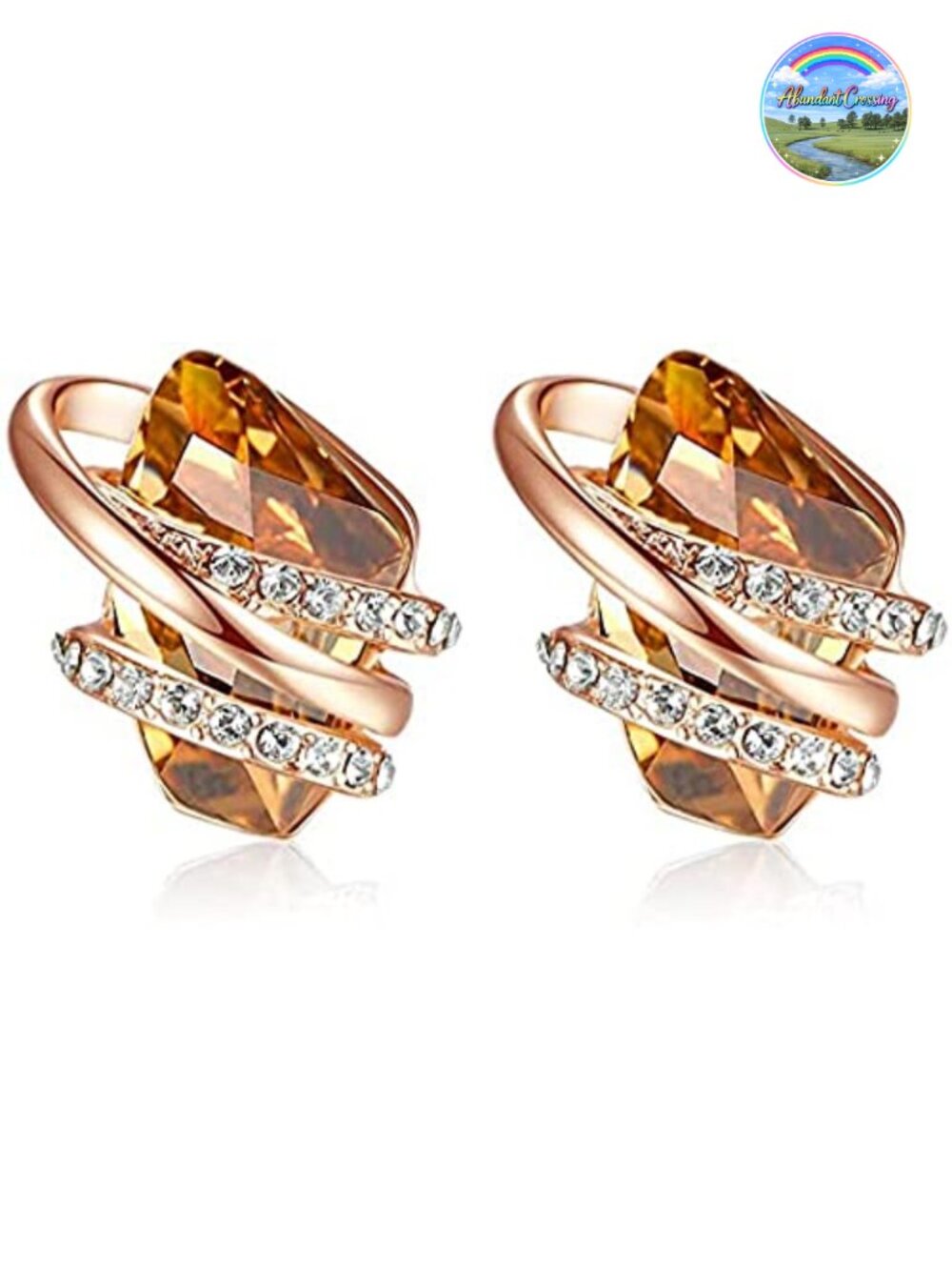 18K Rose Gold Plated Stud Earrings with Birthstone Crystals